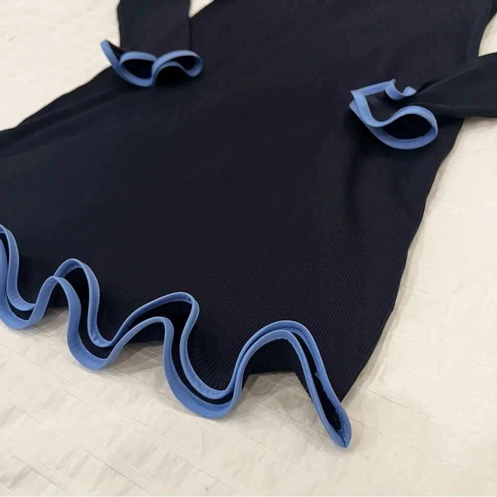 NWT Veronica Beard Baranova Ruffle-Trim Mini Dress in Navy - Picture 9 of 10